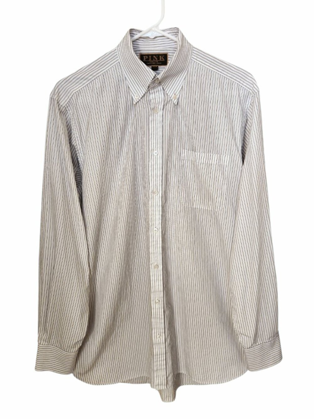 Thomas Pink Imperial Classic 170's Dress Shirt 15.5 / 34 White Blue Black Stripe